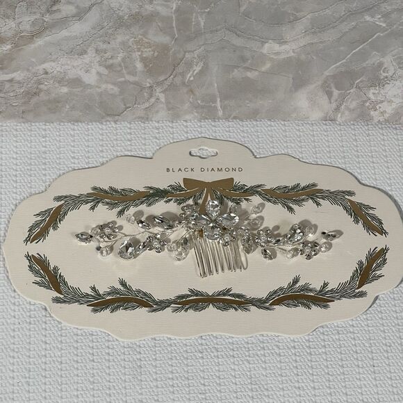 Elegant Bridal Wedding Hair Comb Silver Tone Rhinestone Embellished Floral BLING - Picture 11 of 14